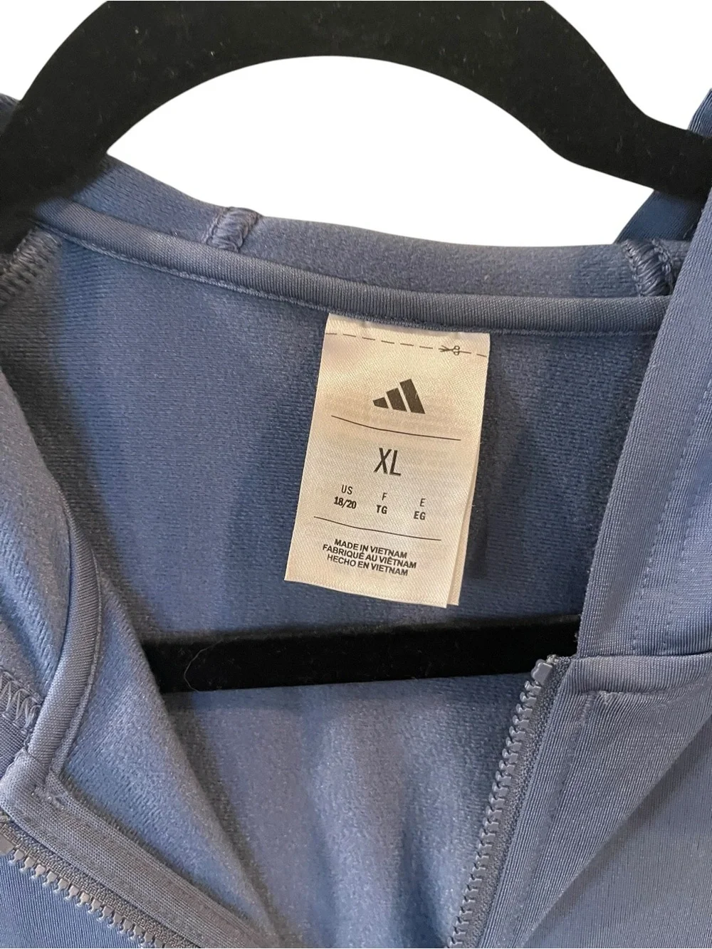 Adidas Boy’s Blue 3-Stripes Tricot Hooded Full Zip Jacket Size: XL 18/20